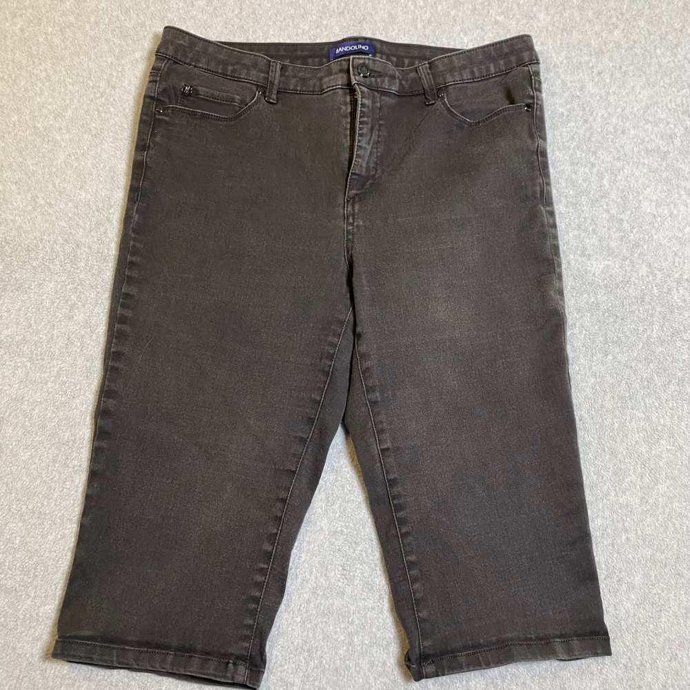 Bandolino Selene Capris Women 14 Black Denim Stretch Mid Rise Slim Summer Casual